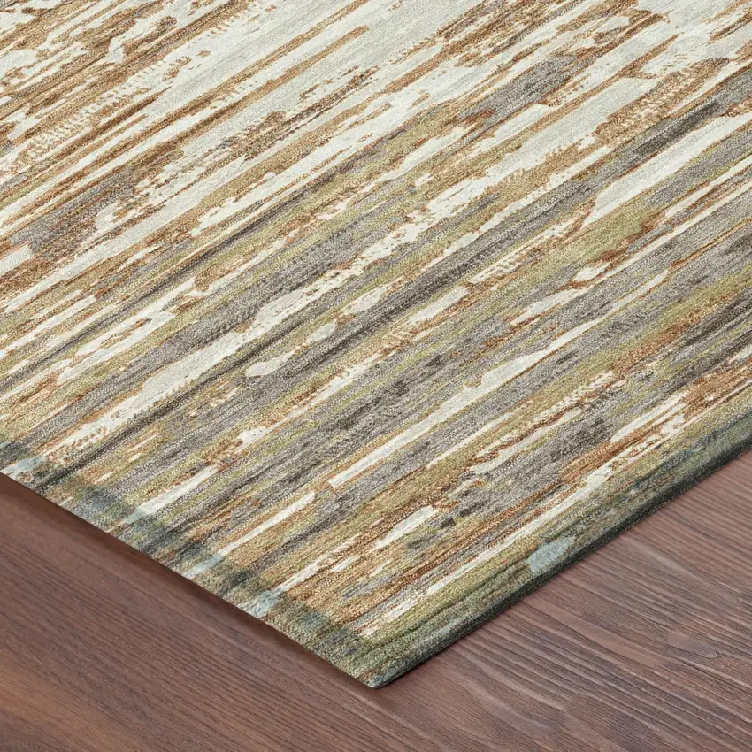 Copper And Orange Abstract Washable Indoor Outdoor Area Rug Photo 3