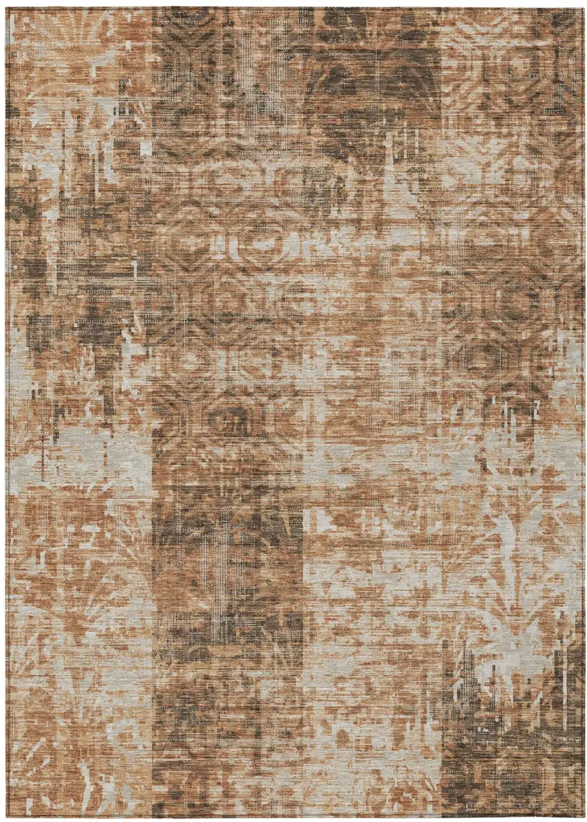 Copper And Orange Abstract Washable Indoor Outdoor Area Rug Photo 2