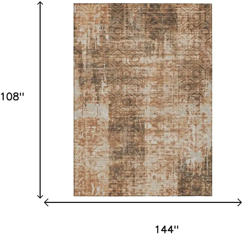 Copper And Orange Abstract Washable Indoor Outdoor Area Rug Photo 5