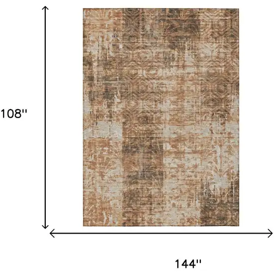 Copper And Orange Abstract Washable Indoor Outdoor Area Rug Photo 5