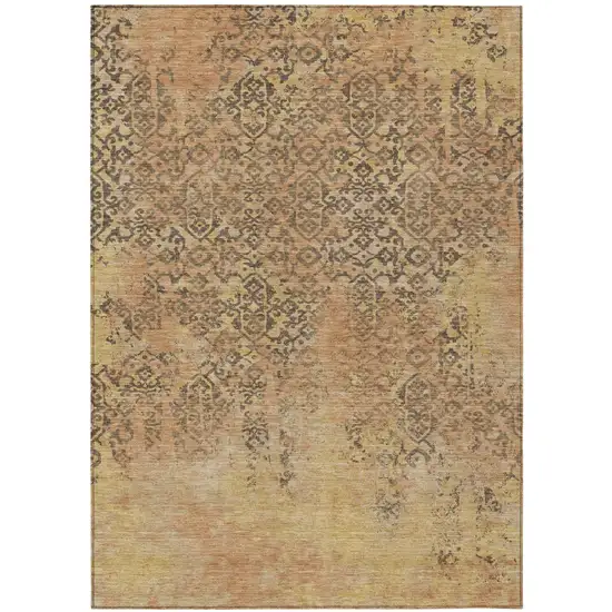Copper And Orange Abstract Washable Indoor Outdoor Area Rug Photo 2