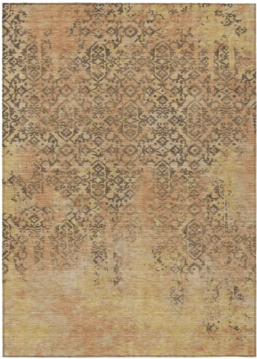 Copper And Orange Abstract Washable Indoor Outdoor Area Rug Photo 2