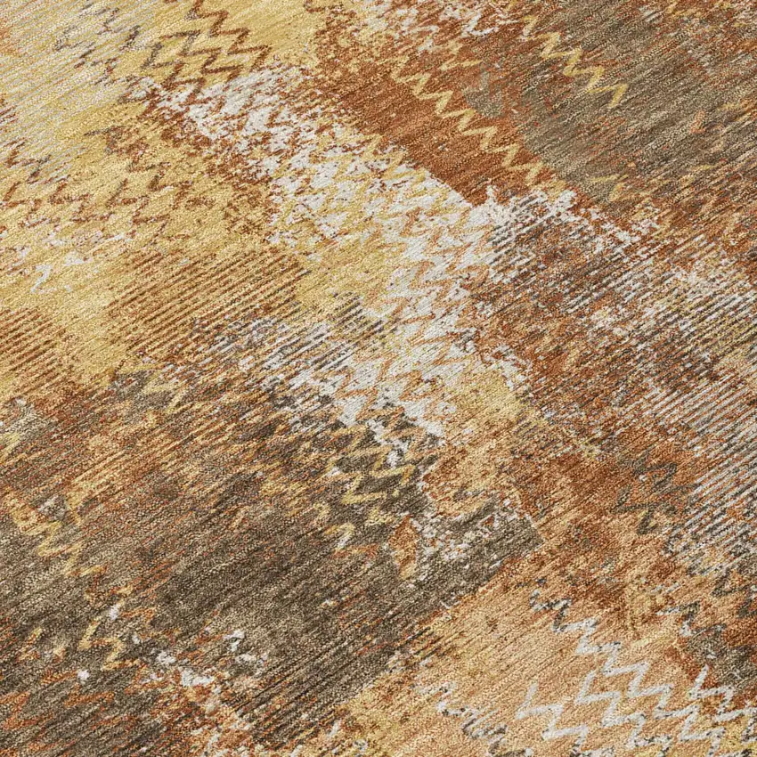 Copper And Orange Abstract Washable Indoor Outdoor Area Rug Photo 4