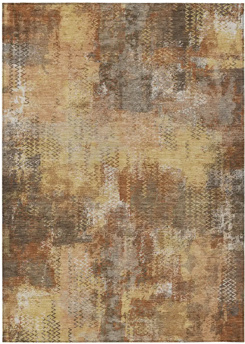Copper And Orange Abstract Washable Indoor Outdoor Area Rug Photo 2