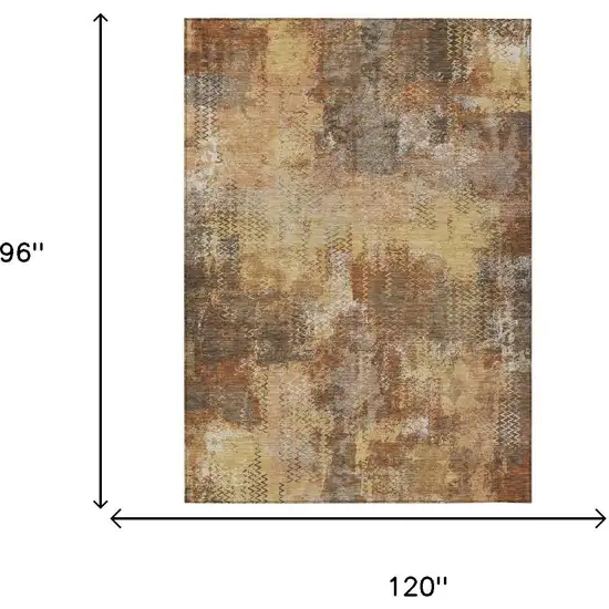 Copper And Orange Abstract Washable Indoor Outdoor Area Rug Photo 5