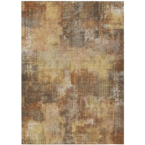 Copper And Orange Abstract Washable Indoor Outdoor Area Rug Photo 2