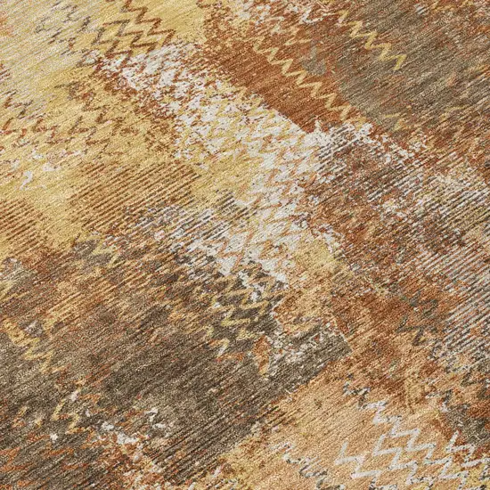 Copper And Orange Abstract Washable Indoor Outdoor Area Rug Photo 4
