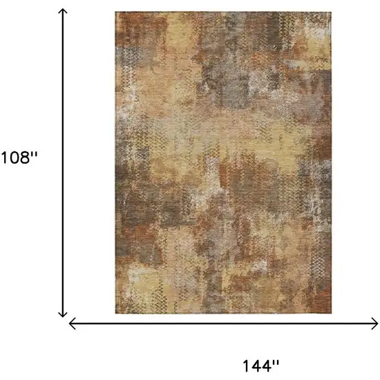 Copper And Orange Abstract Washable Indoor Outdoor Area Rug Photo 5