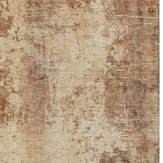 Copper And Orange Abstract Washable Indoor Outdoor Area Rug Photo 9