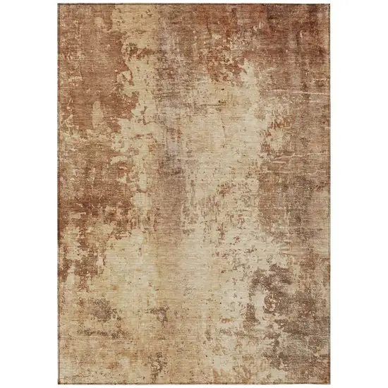 Copper And Orange Abstract Washable Indoor Outdoor Area Rug Photo 3