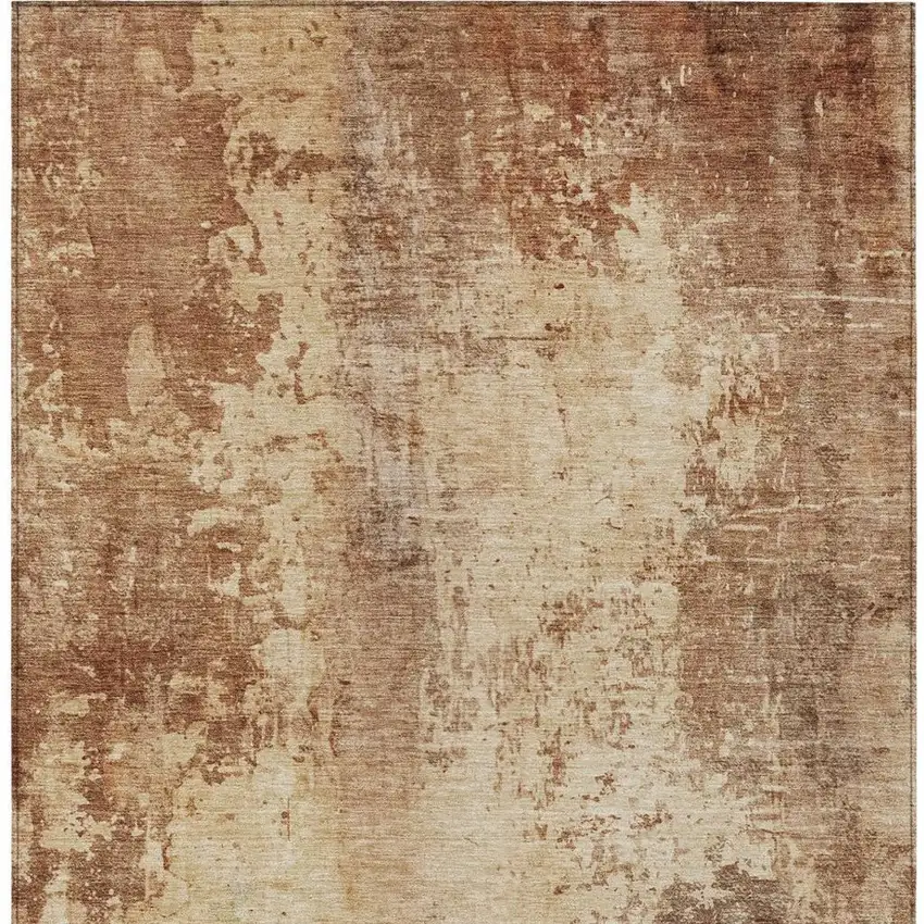 Copper And Orange Abstract Washable Indoor Outdoor Area Rug Photo 7