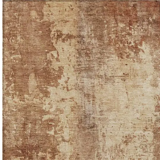 Copper And Orange Abstract Washable Indoor Outdoor Area Rug Photo 7