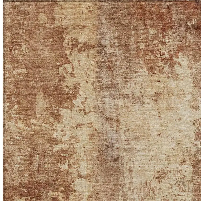 Copper And Orange Abstract Washable Indoor Outdoor Area Rug Photo 7
