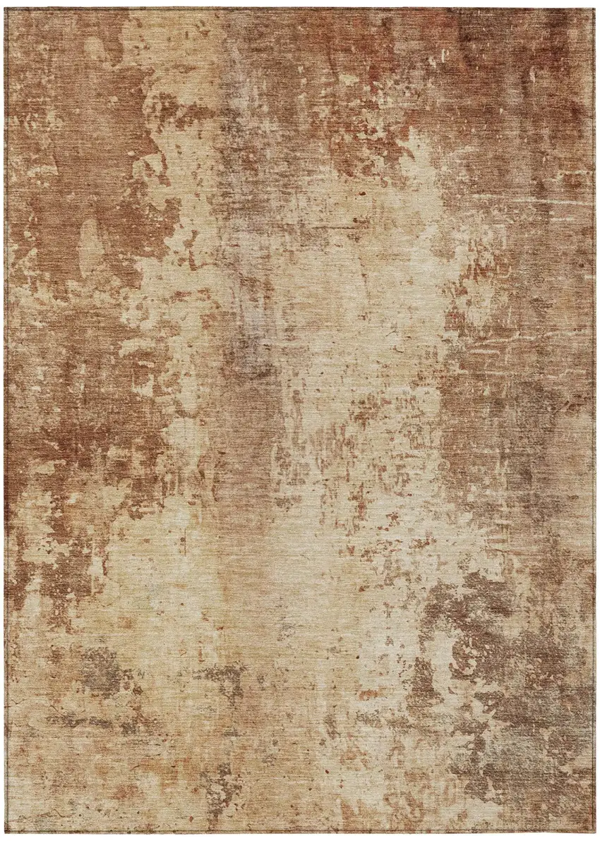 Copper And Orange Abstract Washable Indoor Outdoor Area Rug Photo 3