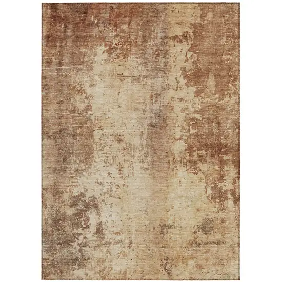 Copper And Orange Abstract Washable Indoor Outdoor Area Rug Photo 2