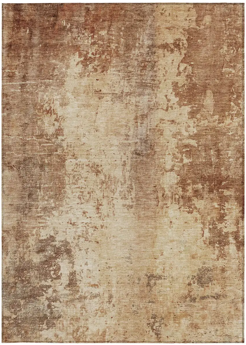 Copper And Orange Abstract Washable Indoor Outdoor Area Rug Photo 2