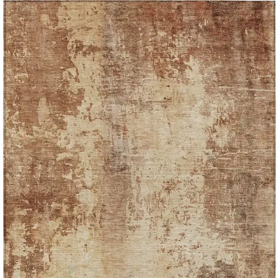 Copper And Orange Abstract Washable Indoor Outdoor Area Rug Photo 7