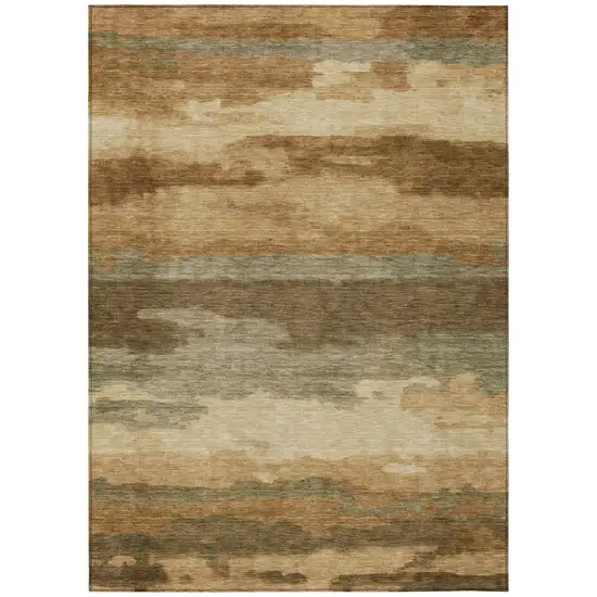 Copper And Orange Abstract Washable Indoor Outdoor Area Rug Photo 3