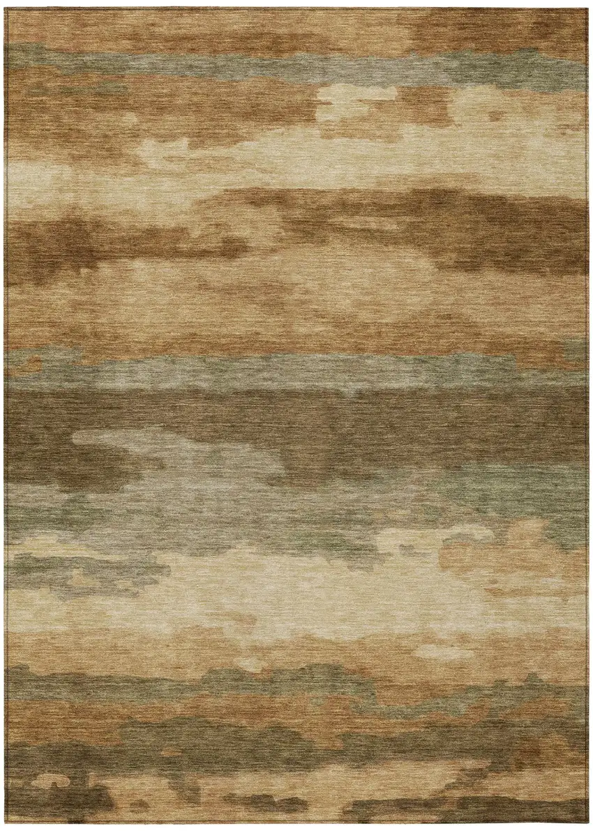 Copper And Orange Abstract Washable Indoor Outdoor Area Rug Photo 3