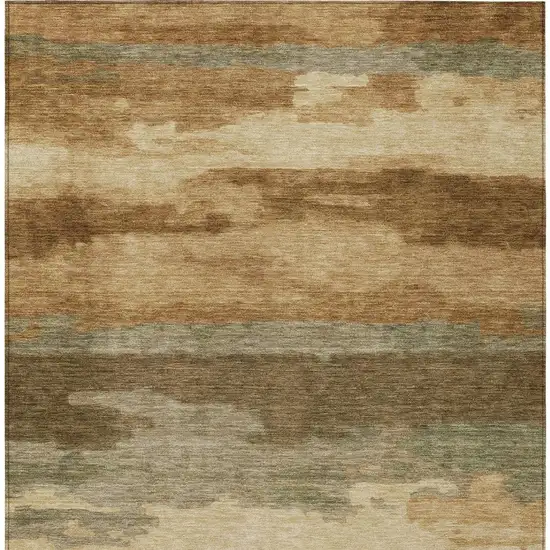 Copper And Orange Abstract Washable Indoor Outdoor Area Rug Photo 7