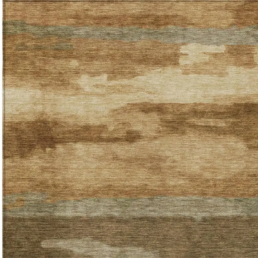 Copper And Orange Abstract Washable Indoor Outdoor Area Rug Photo 6