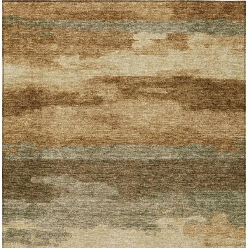 Copper And Orange Abstract Washable Indoor Outdoor Area Rug Photo 2