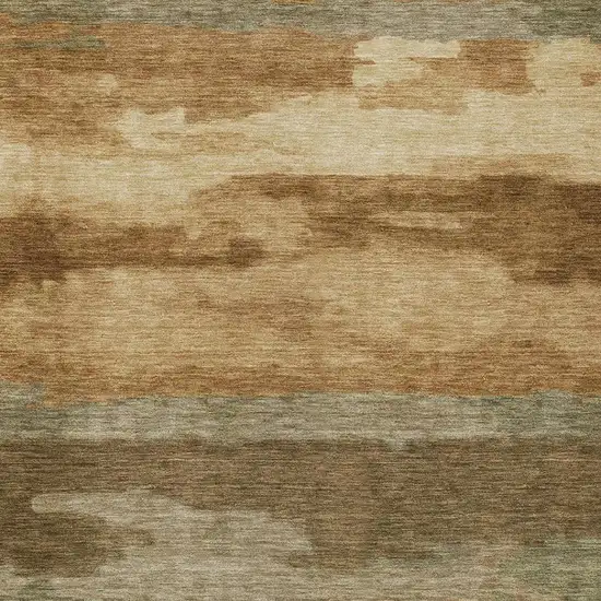 Copper And Orange Abstract Washable Indoor Outdoor Area Rug Photo 1