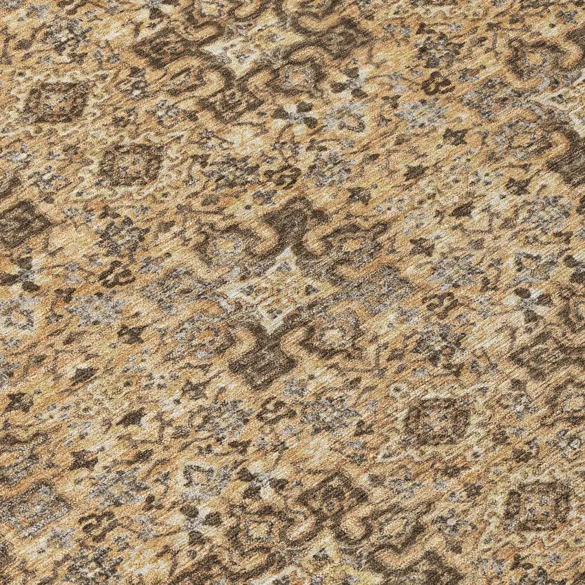 Copper And Orange Damask Washable Indoor Outdoor Area Rug Photo 4