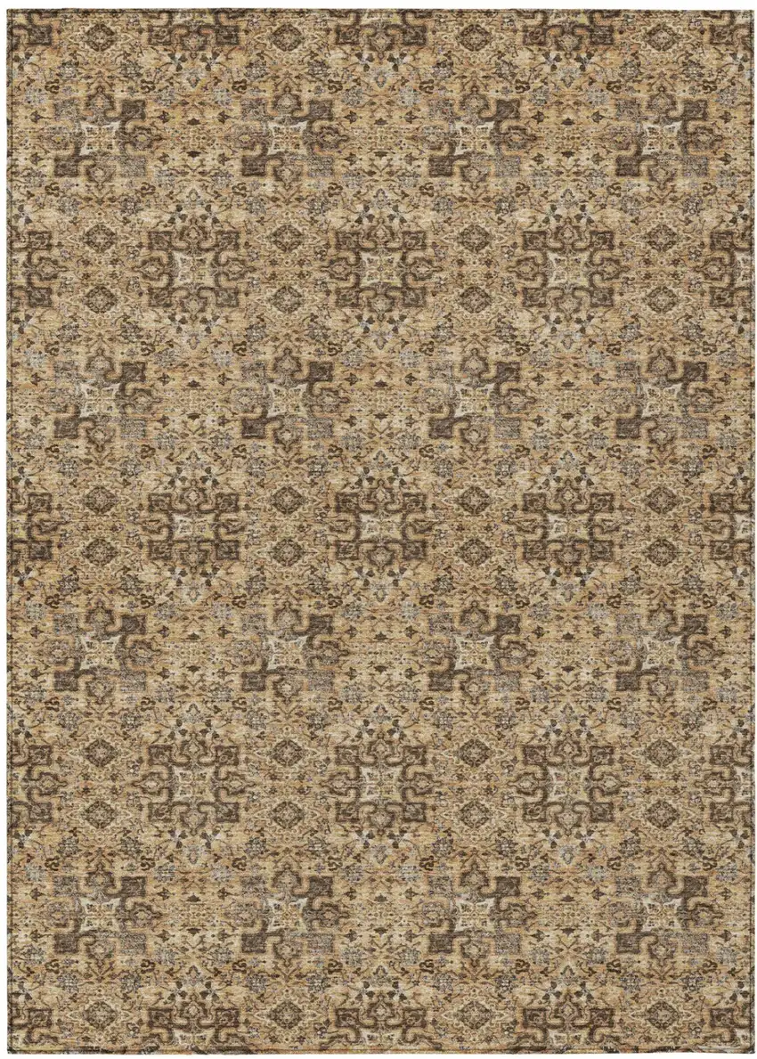 Copper And Orange Damask Washable Indoor Outdoor Area Rug Photo 2