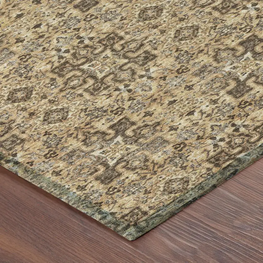 Copper And Orange Damask Washable Indoor Outdoor Area Rug Photo 3