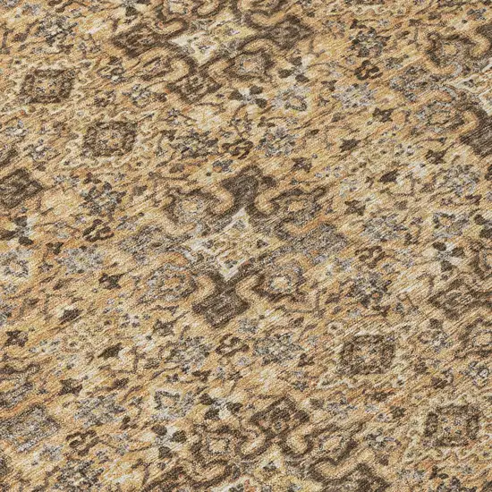 Copper And Orange Damask Washable Indoor Outdoor Area Rug Photo 4