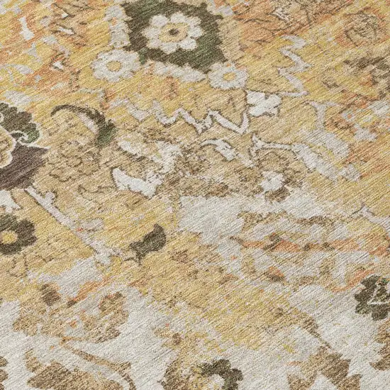 Copper And Orange Floral Washable Indoor Outdoor Area Rug Photo 4