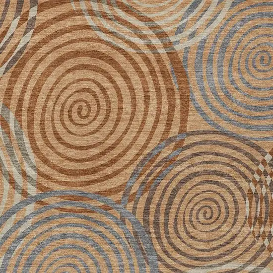 Copper And Orange Geometric Washable Indoor Outdoor Area Rug Photo 2