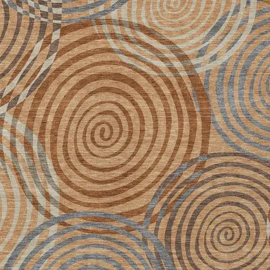 Copper And Orange Geometric Washable Indoor Outdoor Area Rug Photo 2