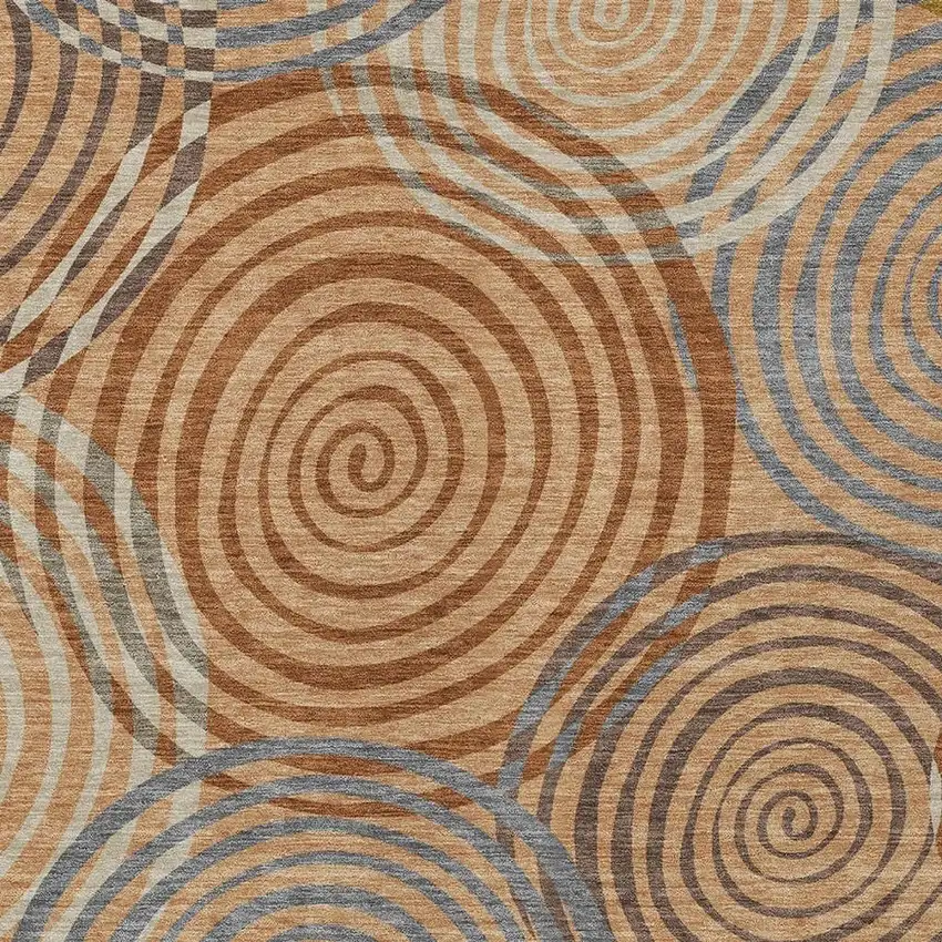 Copper And Orange Geometric Washable Indoor Outdoor Area Rug Photo 2