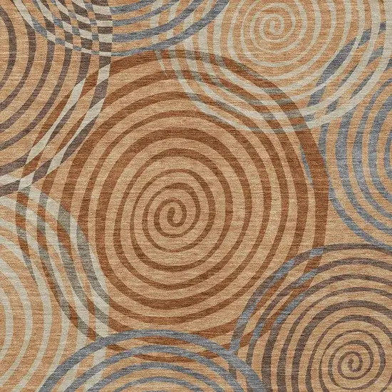 Copper And Orange Geometric Washable Indoor Outdoor Area Rug Photo 2