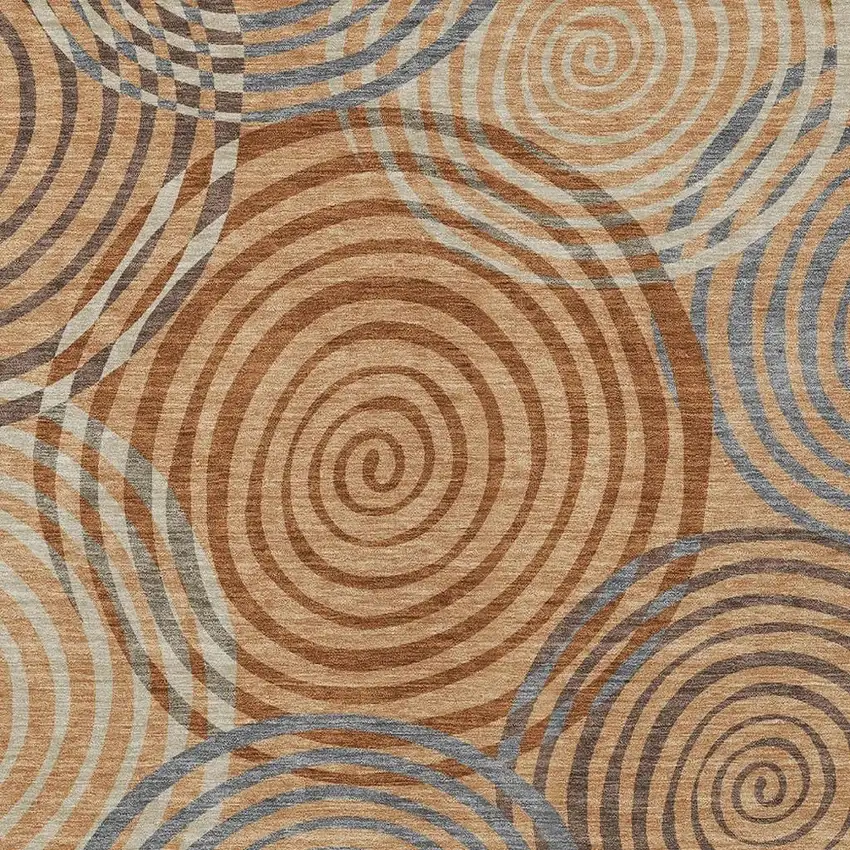 Copper And Orange Geometric Washable Indoor Outdoor Area Rug Photo 2
