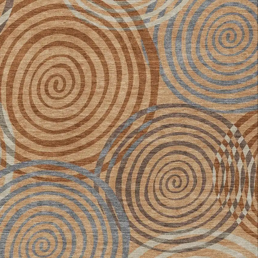 Copper And Orange Geometric Washable Indoor Outdoor Area Rug Photo 2