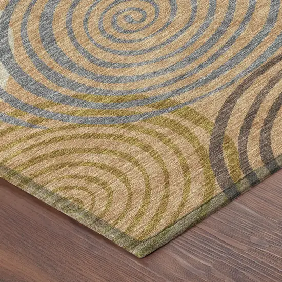 Copper And Orange Geometric Washable Indoor Outdoor Area Rug Photo 8