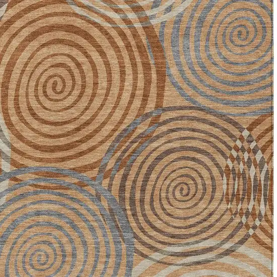 Copper And Orange Geometric Washable Indoor Outdoor Area Rug Photo 2