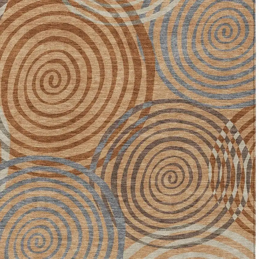 Copper And Orange Geometric Washable Indoor Outdoor Area Rug Photo 2