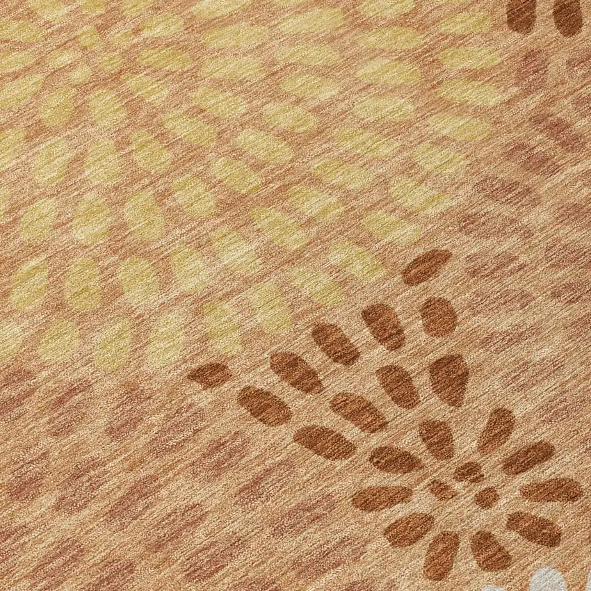 Copper And Orange Geometric Washable Indoor Outdoor Area Rug Photo 6