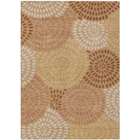 Copper And Orange Geometric Washable Indoor Outdoor Area Rug Photo 2