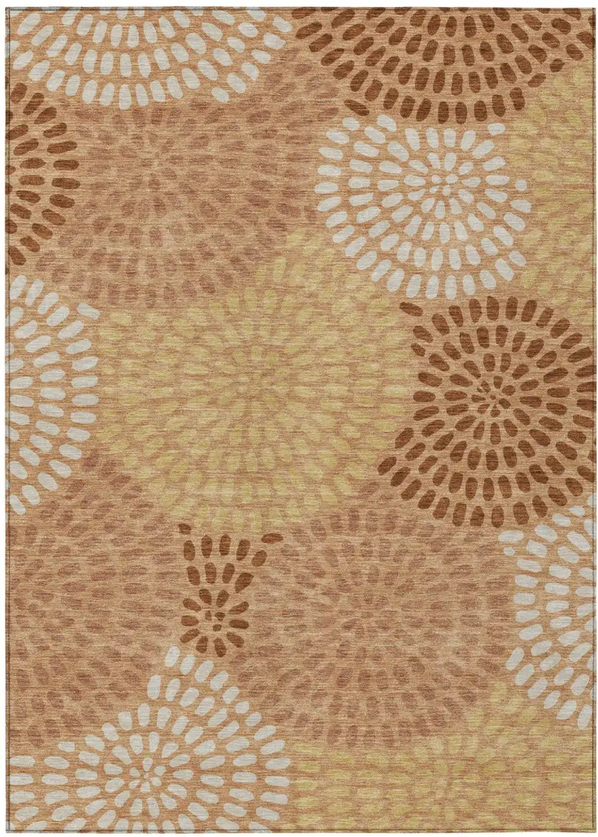 Copper And Orange Geometric Washable Indoor Outdoor Area Rug Photo 2