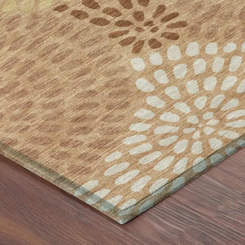 Copper And Orange Geometric Washable Indoor Outdoor Area Rug Photo 5