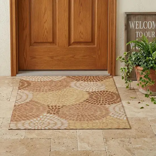 Copper And Orange Geometric Washable Indoor Outdoor Area Rug Photo 1