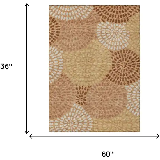 Copper And Orange Geometric Washable Indoor Outdoor Area Rug Photo 7