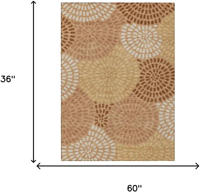 Copper And Orange Geometric Washable Indoor Outdoor Area Rug Photo 7