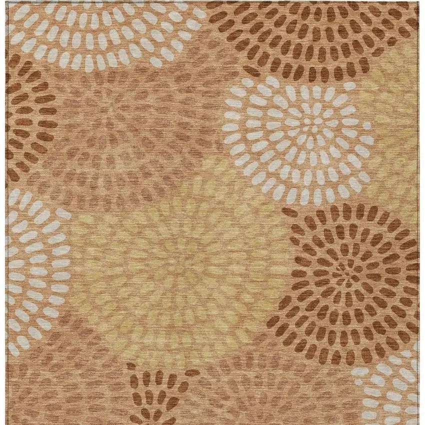 Copper And Orange Geometric Washable Indoor Outdoor Area Rug Photo 4