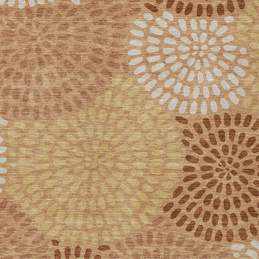 Copper And Orange Geometric Washable Indoor Outdoor Area Rug Photo 3